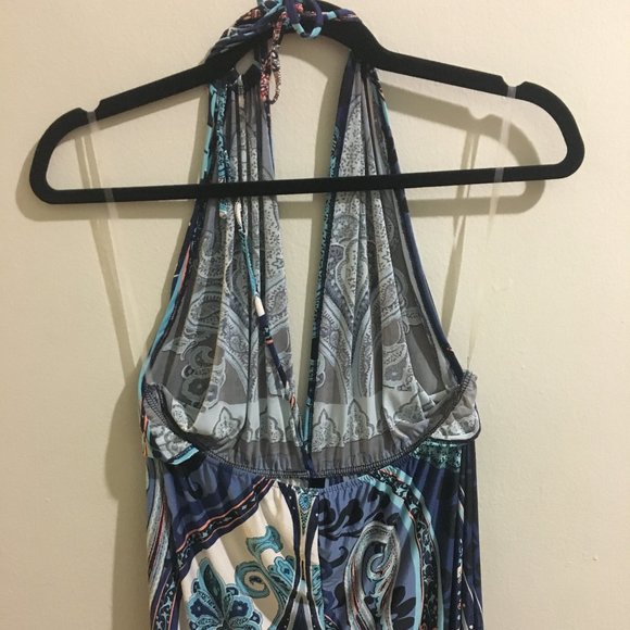 Blue Halter Flare Romper - Size L - Item#41 - Picture 4 of 5